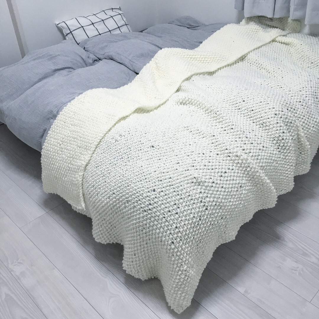 手編み セミダブル ベッドカバー